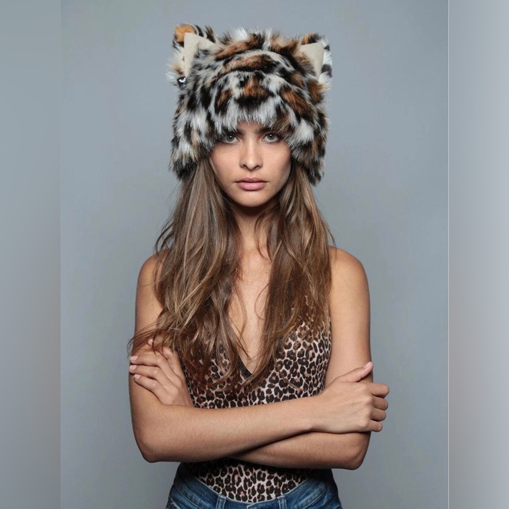 Spirithoods faux fur leopard beanie hat